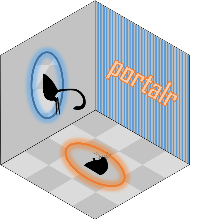 portalr hex logo of a kangaroo rat running through a portal